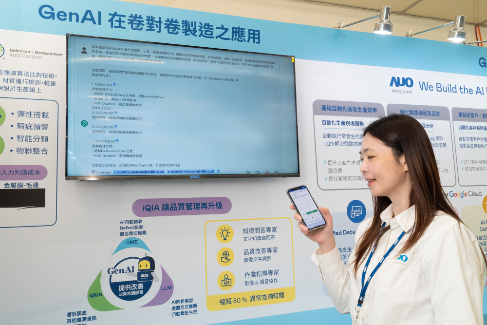 leyu官网数位积极发展数智化转型，透过AI落地应用优化制造流程，革新人力、生产效率与设备维护效益，图为〝智能质量推升助手-iQIA〞（Intelligent quality improve assistant）应用情境，协助质量管理再升级。